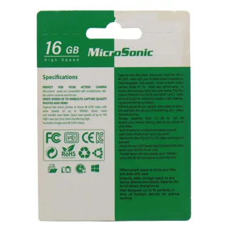 کارت حافظه microSDHC میکروسونیک مدل HC کلاس 10 استاندارد UHS-I U1 سرعت 90MBps ظرفیت 16 گیگ 102858522