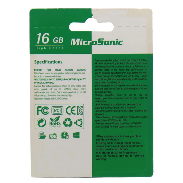 کارت حافظه microSDHC میکروسونیک مدل HC کلاس 10 استاندارد UHS-I U1 سرعت 90MBps ظرفیت 16 گیگ 102858522