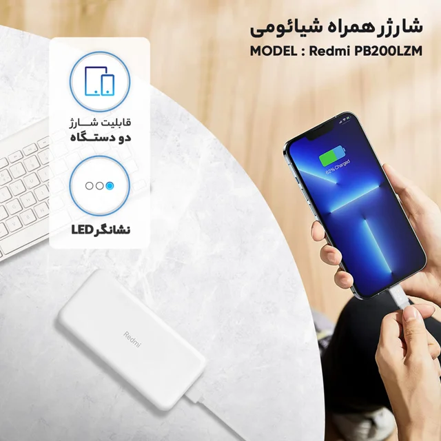پاوربانک 18 وات شیائومی مدل Redmi PB200LZM ظرفیت 20000 میلی آمپر ساعت 102535310