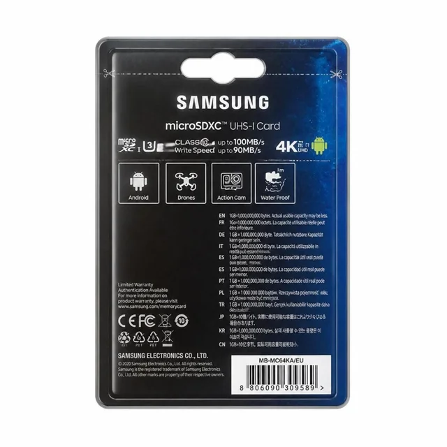 کارت حافظه microSDXC سامسونگ مدل Evo Plus کلاس 10 استاندارد U3/4K/UHS-I سرعت 100MBps ظرفیت 102858490