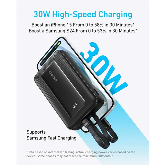 پاوربانک انکر مدل A1681 ظرفیت 20000 میلی آمپر ساعت به همراه کابل لایتنیگ و کابل USB Type-C 102541375