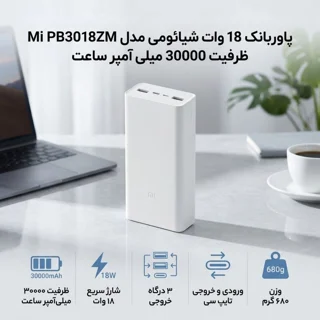 پاوربانک 18 وات شیائومی مدل Mi PB3018ZM ظرفیت 30000 میلی آمپر ساعت 102535191