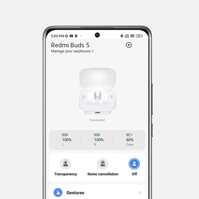 هدفون بلوتوثی شیائومی مدل Redmi Buds 5 با نویز کنسلینگ فعال (ANC)، درگاه شارژ USB Type-C،  102476731