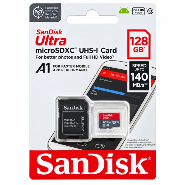 کارت حافظه microSDXC سن‌دیسک مدل Ultra A1 کلاس 10 استاندارد UHS-I U1 سرعت 140 مگابایت بر ث 102858440