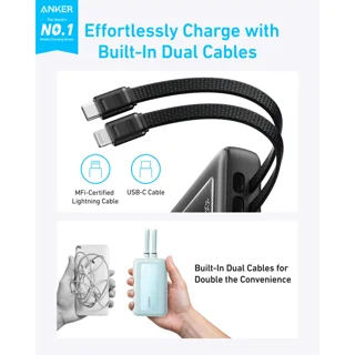 پاوربانک انکر مدل A1681 ظرفیت 20000 میلی آمپر ساعت به همراه کابل لایتنیگ و کابل USB Type-C 102541374