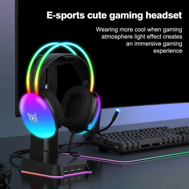 هدست گیمینگ اونیکوما مدل X25 RGB با نویز کنسلینگ میکروفون (ENC)، بدون قابلیت شارژ، اتصال ا 102474019